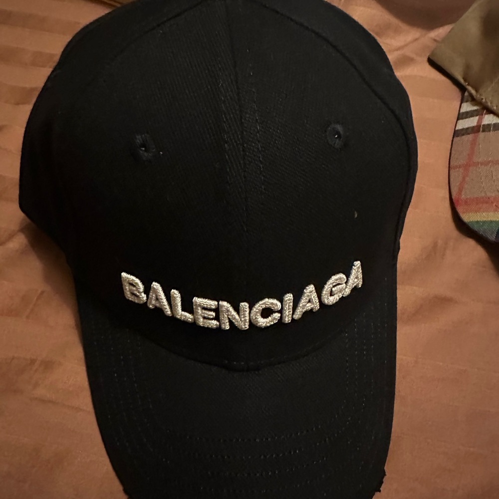 Balenciaga Black Baseball Cap with White Embroidered Logo